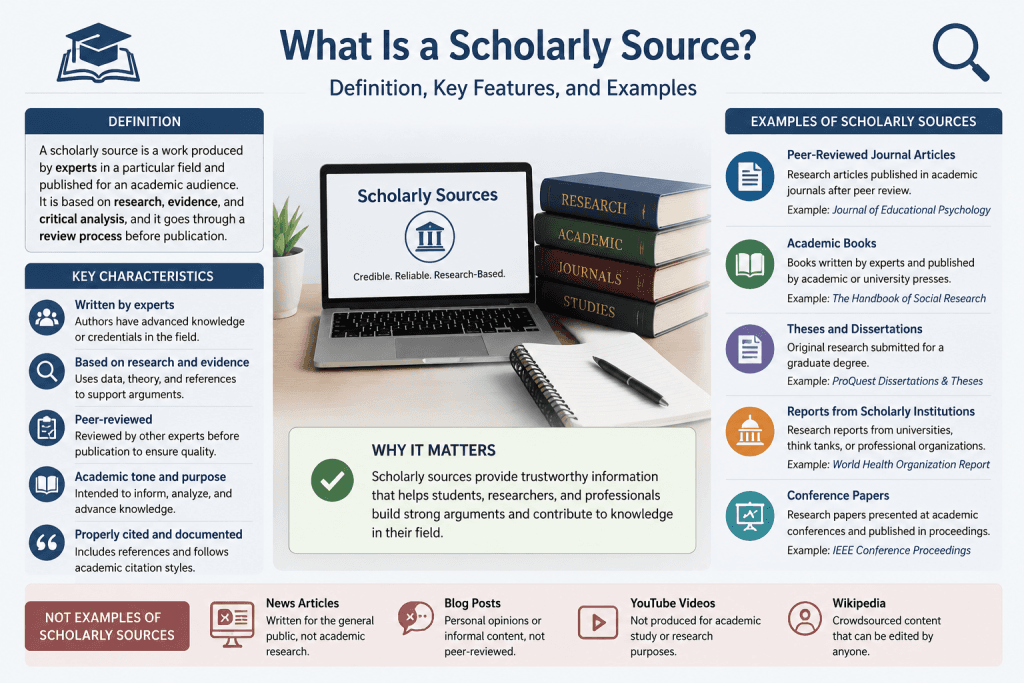 What is a scholarly source with examples