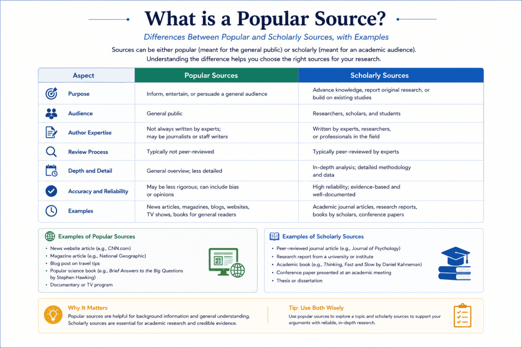 What is a Popular Source (Differences Between Popular and Scholarly Sources)